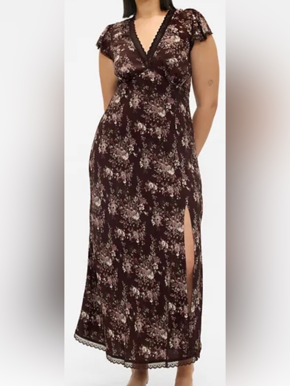 Floral Maxi Dress in Brown & Pink Like New